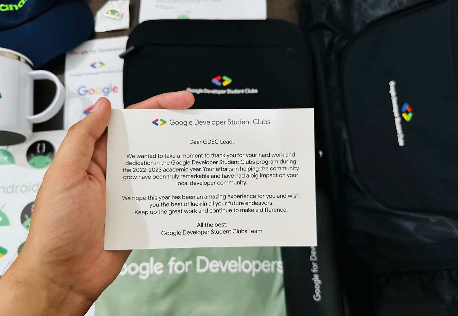 Google Developer Student Clubs lead thank-you letter for the 2022-2023 academic year